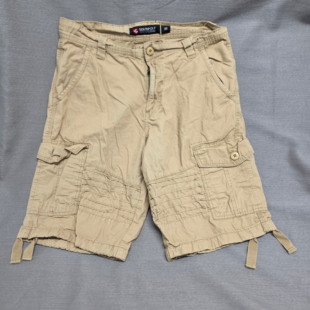 Southpole Mens Tan Cargo Shorts Size 30 Khaki Cotton‎ Utility Y2K Streetwear